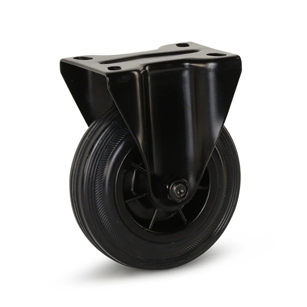 Zwart rubber bokwiel - 125mm - 150kg Zwart rubber bokwiel - 125mm - 150kg