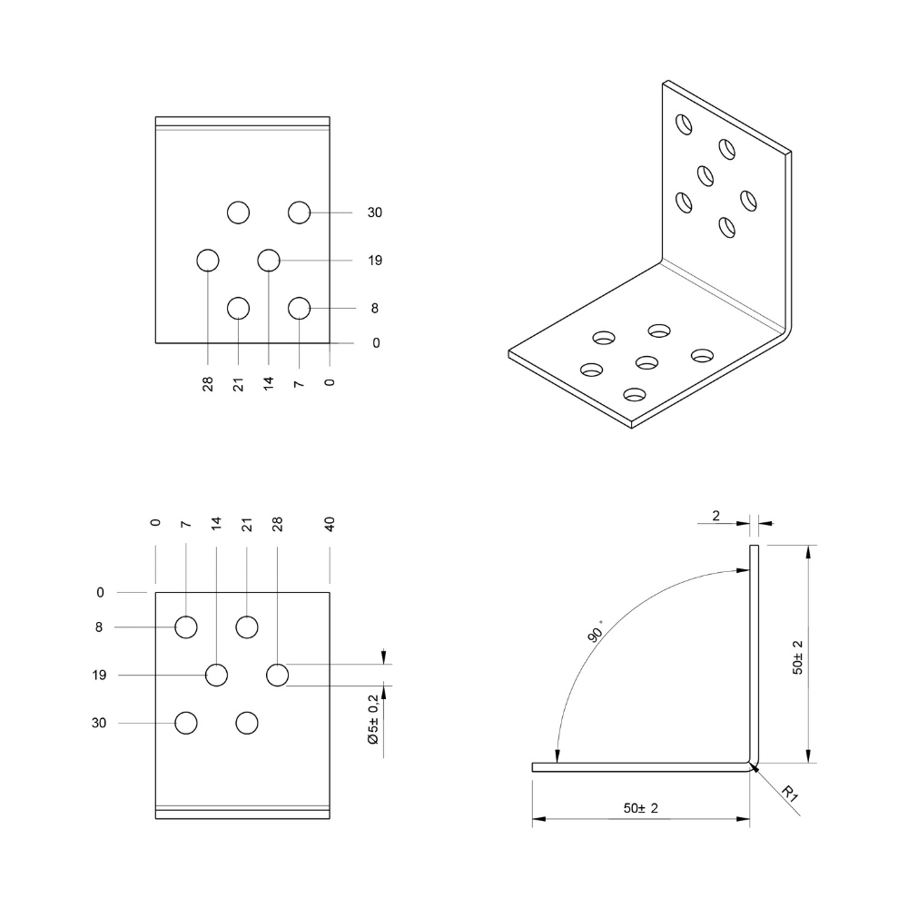 Versterkingshoek 50 x 50 mm verzinkt | FixMasters