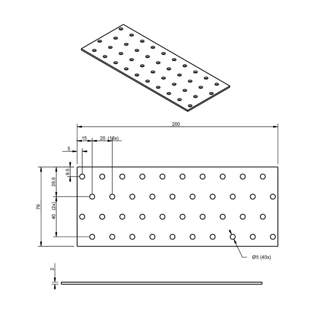 Koppelplaat 80 x 200 x 2 mm verzinkt | FixMasters