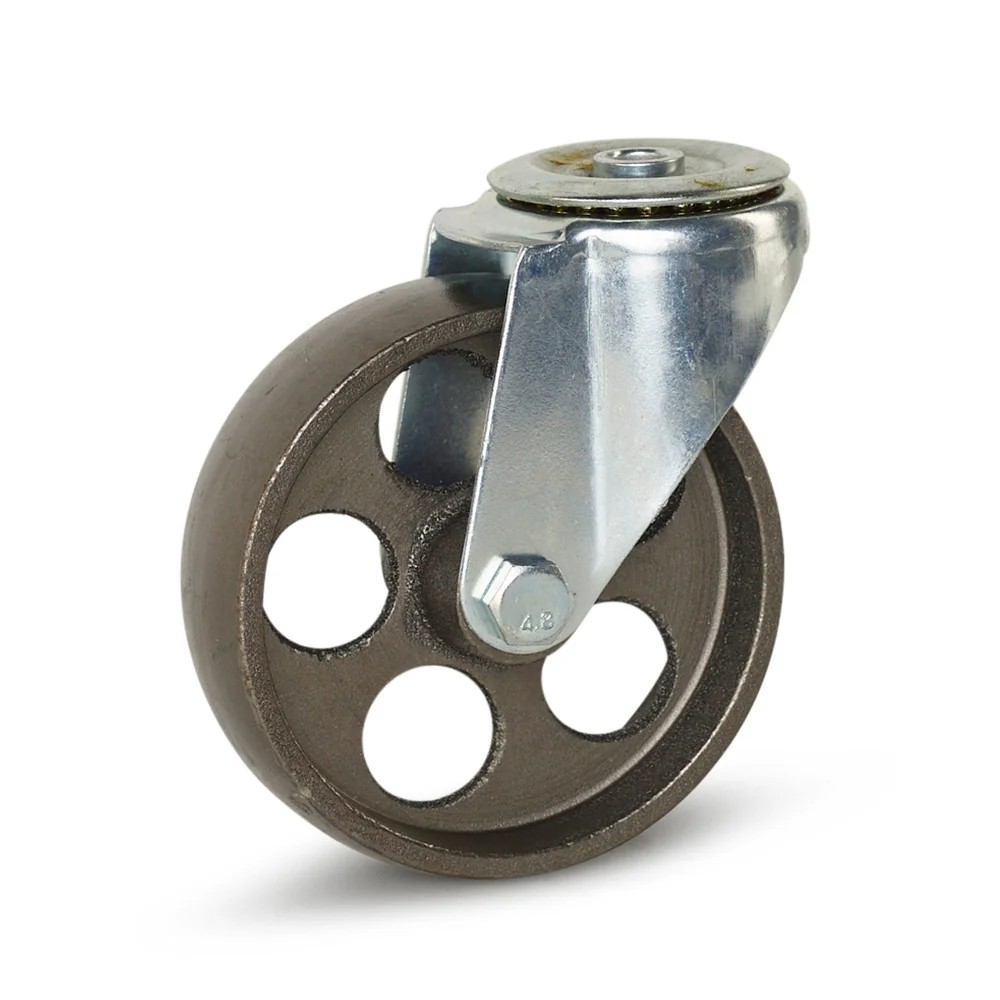 Vintage zwenkwiel gietijzer 125mm - 100kg draagvermogen - centraal gat Vintage zwenkwiel gietijzer 125mm - 100kg draagvermogen - centraal gat
