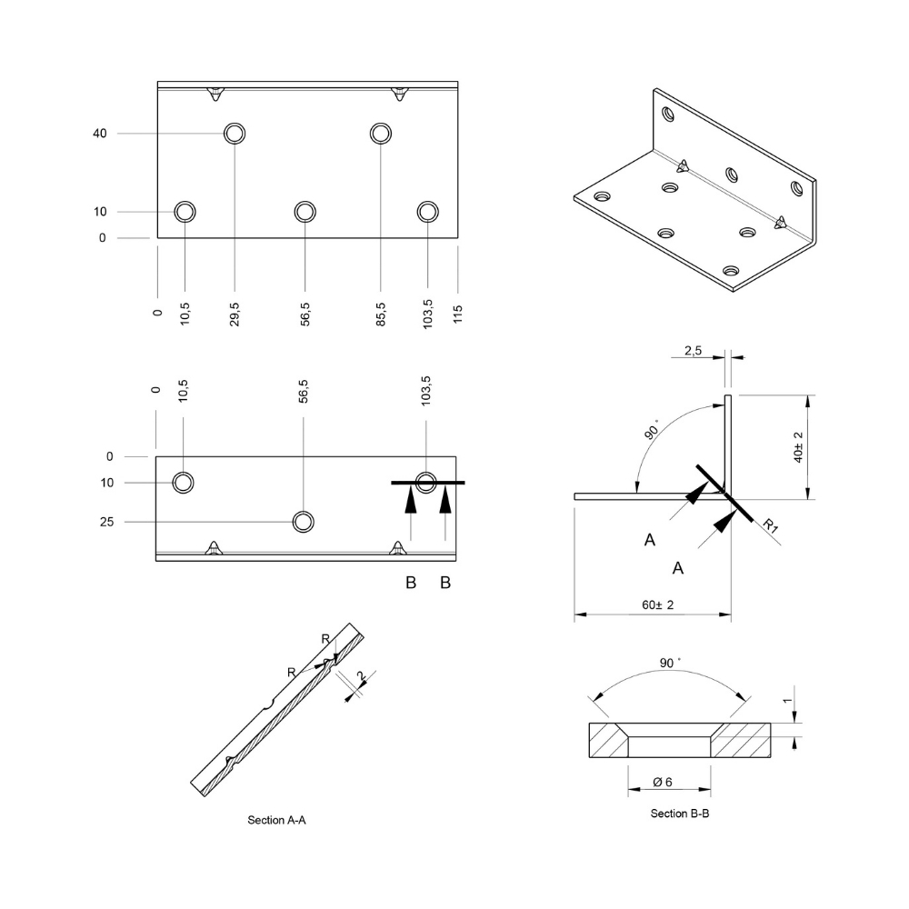Versterkingshoek 115 x 60 x 40 mm verzinkt | FixMasters Versterkingshoek 115 x 60 x 40 mm verzinkt | FixMasters