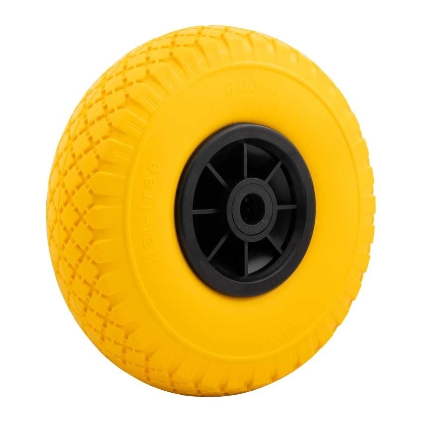 PU Steekwagenwiel 3.00-4 Anti-lek - Geel/Zwart 125kg Draagkracht