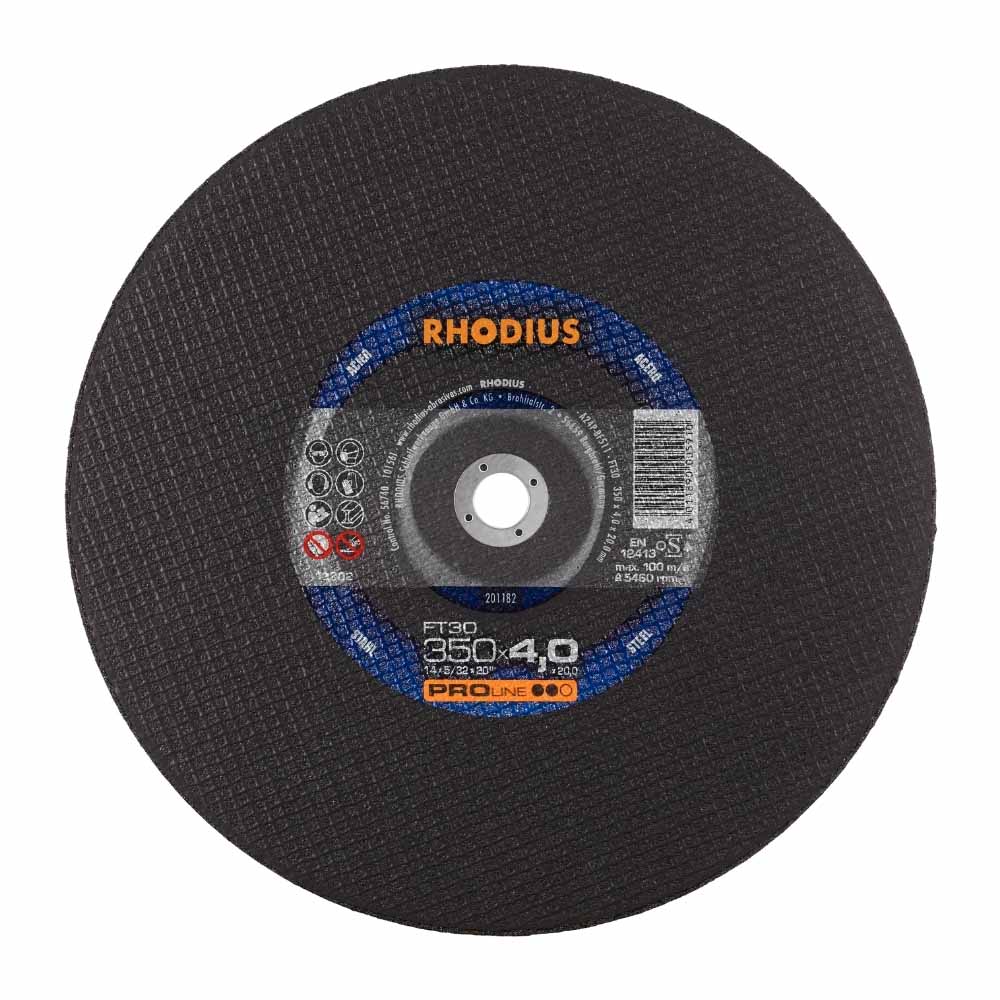 Rhodius Pro doorslijpschijf metaal 350 x 4,0 x 20,0 mm FT30 Rhodius Pro doorslijpschijf metaal 350 x 4,0 x 20,0 mm FT30