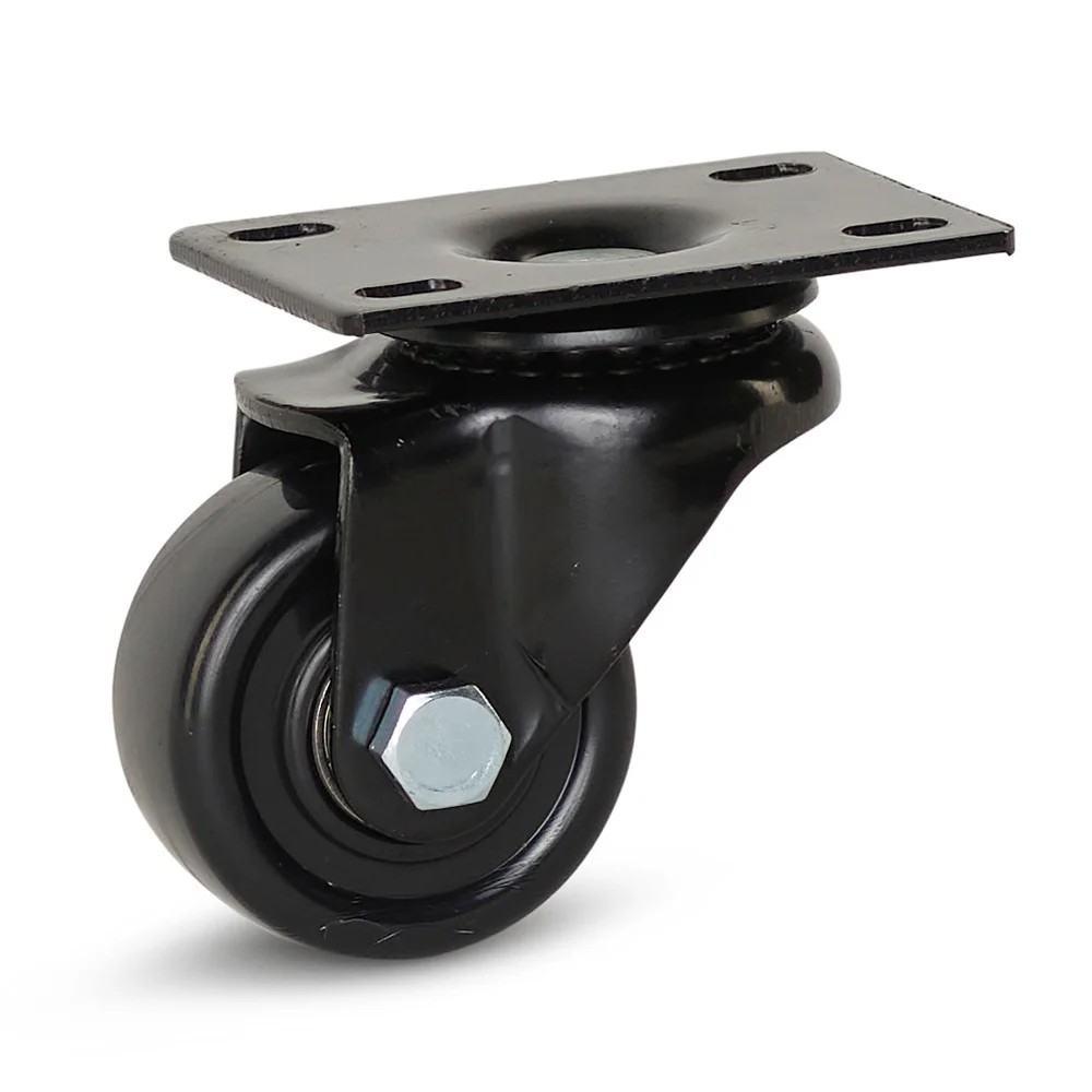Zwart nylon zwenkwiel met topplaat - 50mm - 150kg Zwart nylon zwenkwiel met topplaat - 50mm - 150kg