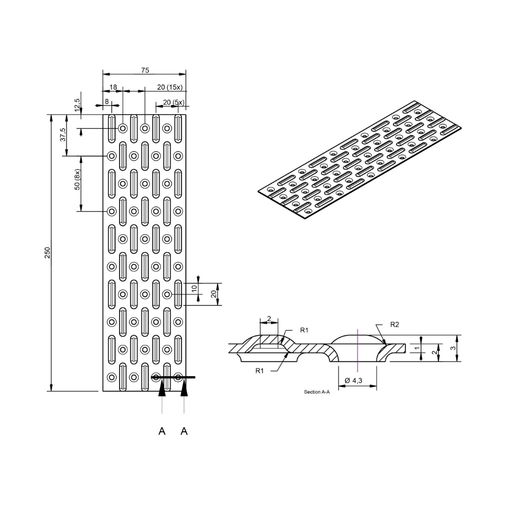 Spijkerplaat 75 x 250 x 1.00 mm verzinkt | FixMasters Spijkerplaat 75 x 250 x 1.00 mm verzinkt | FixMasters