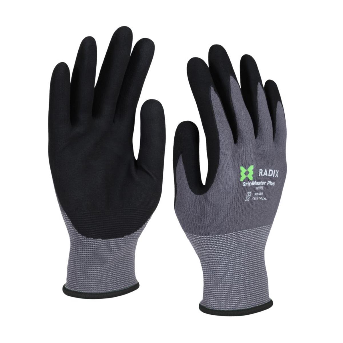 Radix GripMaster Plus - Werkhandschoenen - Nitril Micro Foam - Black/Grey - M10 / XL Radix GripMaster Plus - Werkhandschoenen - Nitril Micro Foam - Black/Grey - M10 / XL