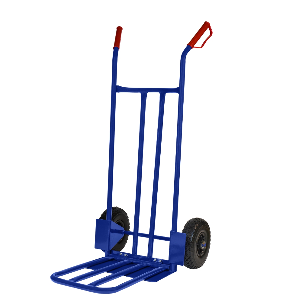 Transportwagen blauw met klapklep - Draagvermogen 200 kg - Luchtbanden