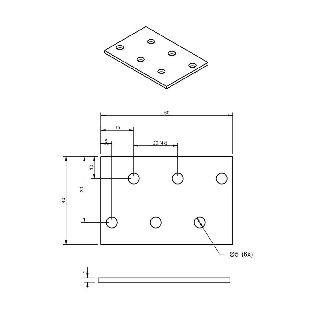 Koppelplaat 40 x 60 x 2 mm verzinkt | FixMasters Koppelplaat 40 x 60 x 2 mm verzinkt | FixMasters