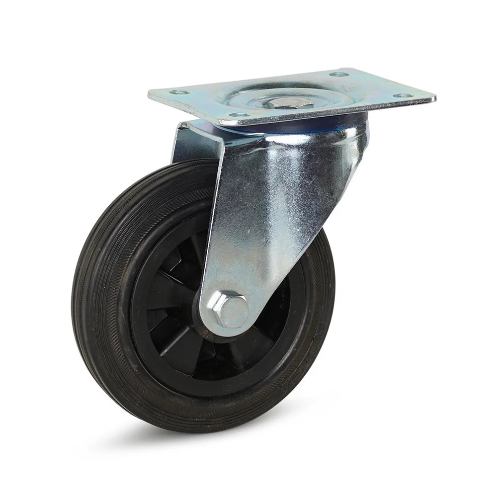 Rubber zwenkwiel met topplaat - 160mm - 140kg