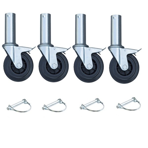 Rubberen steigerwielen 125mm - set 4 stuks - 120kg draagkracht Rubberen steigerwielen 125mm - set 4 stuks - 120kg draagkracht