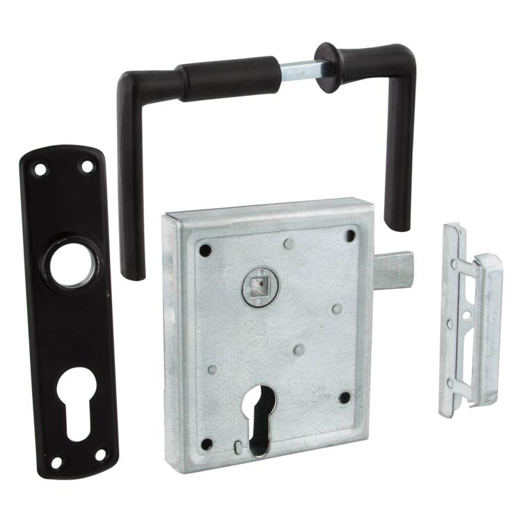 Poortslot met beslag gietijzer zwart ( 1 Stuk) | FixMasters Poortslot met beslag gietijzer zwart ( 1 Stuk) | FixMasters
