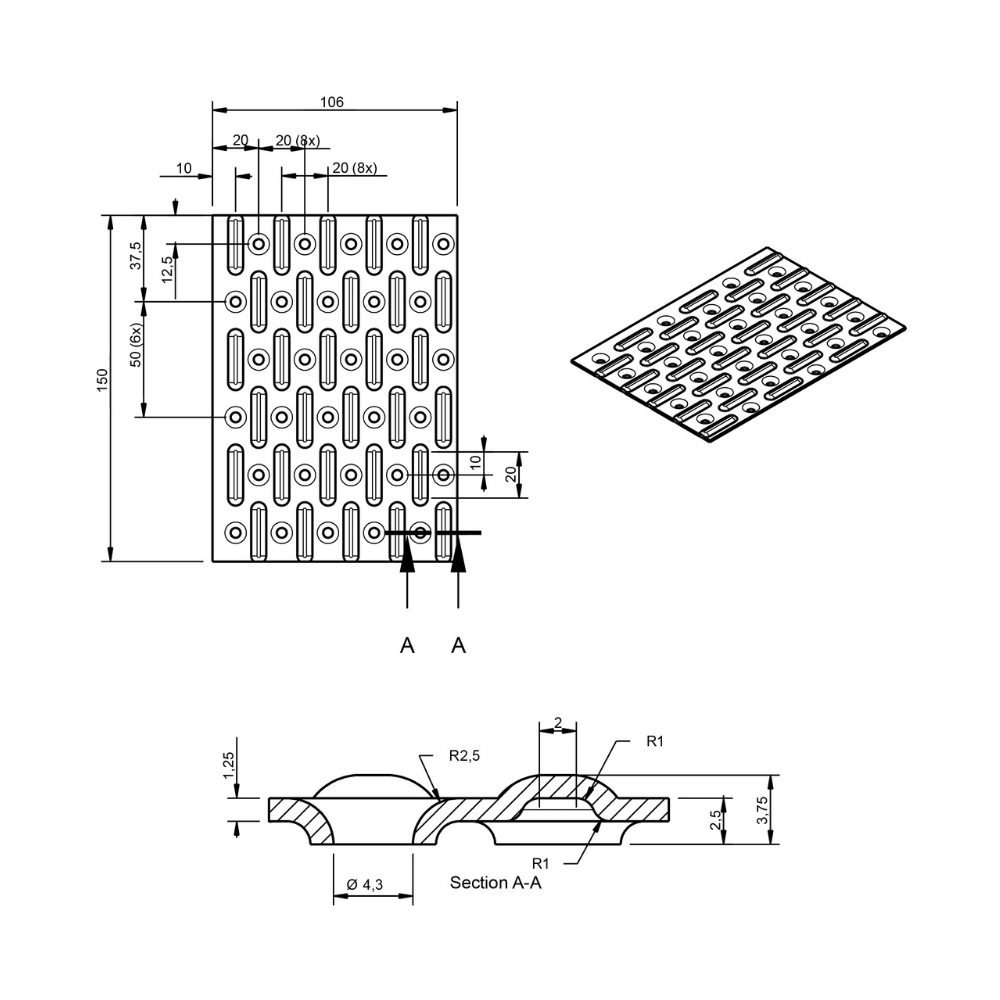 Spijkerplaat 106 x 150 x 1.25 mm verzinkt | FixMasters
