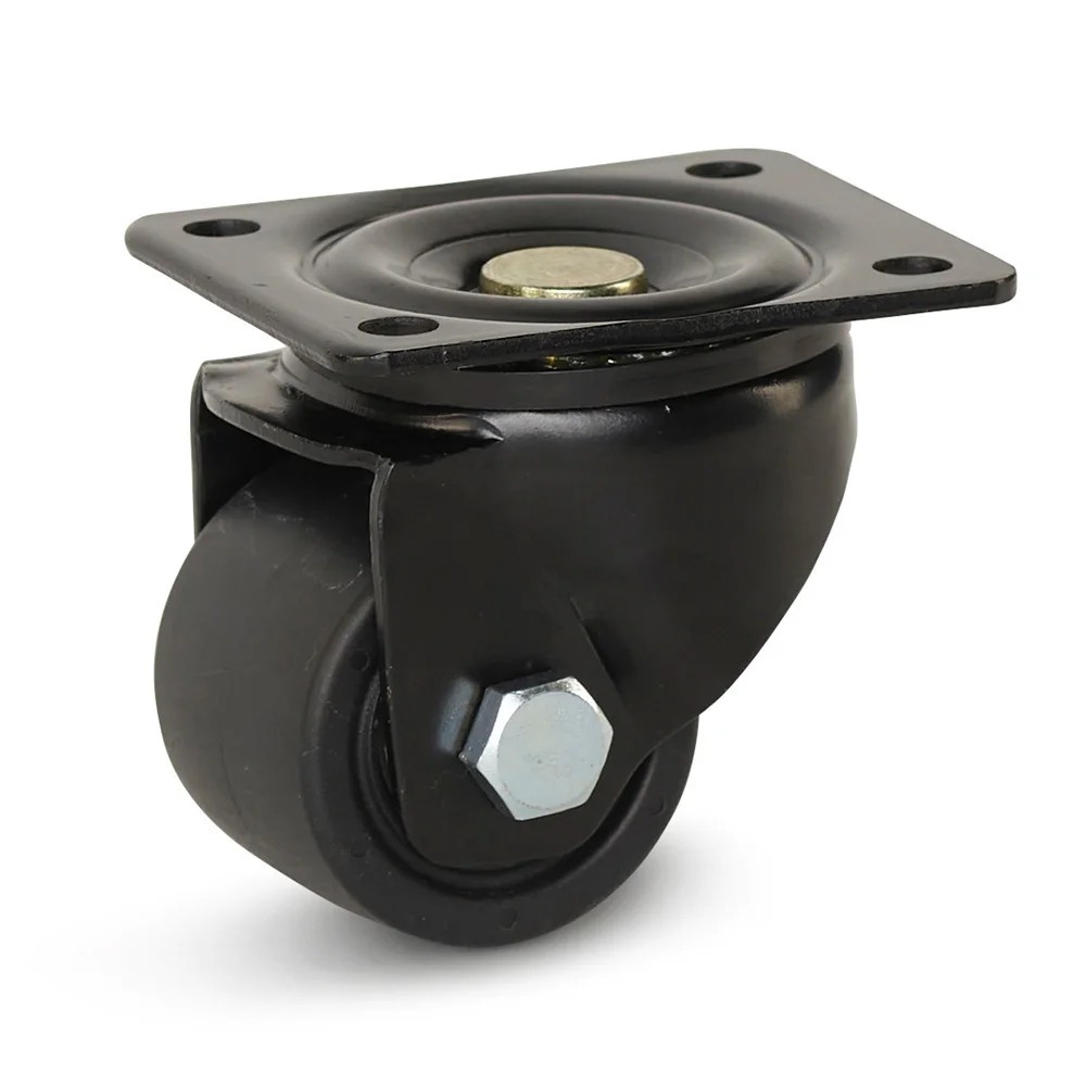 Zwart nylon zwaarlast zwenkwiel met topplaat - 65mm - 500kg Zwart nylon zwaarlast zwenkwiel met topplaat - 65mm - 500kg