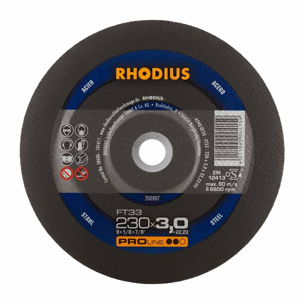 Rhodius - Doorslijpschijf metaal Pro - 230 x 3,0 x 22,23 mm - FT33