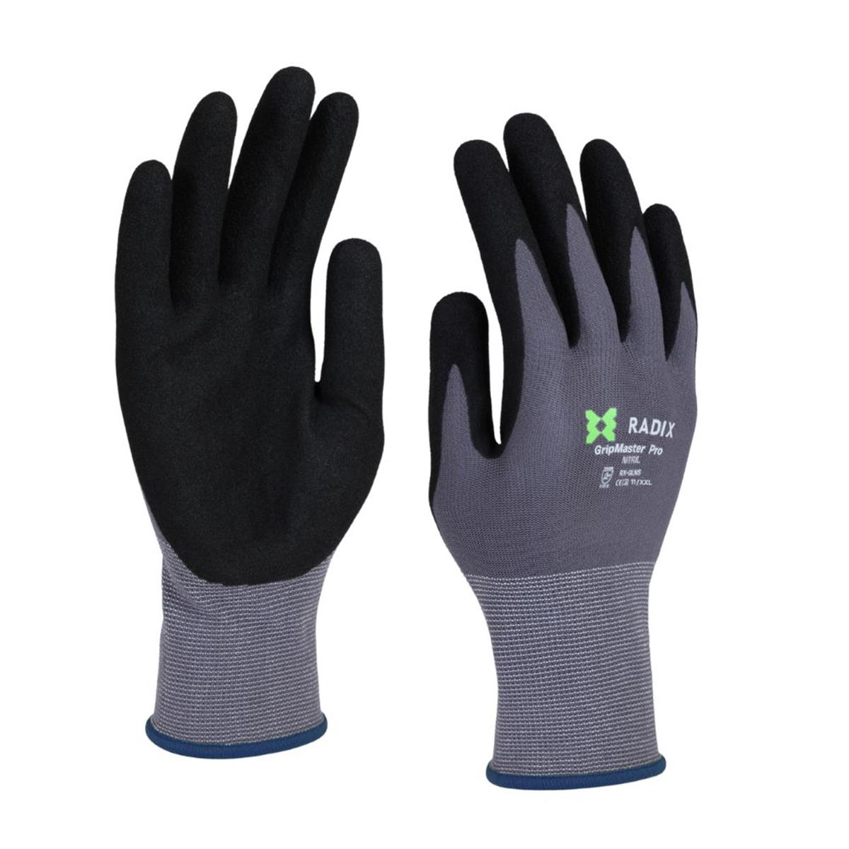 Radix GripMaster Pro Werkhandschoenen Nitril Sandy Coating XXL Black/Grey