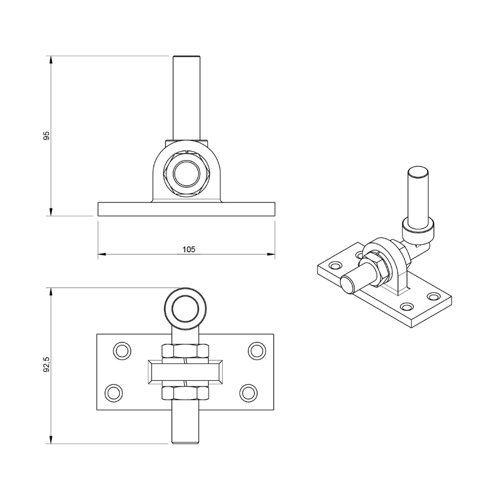 Plaatduim 16 mm verstelbaar thermisch verzinkt | FixMasters