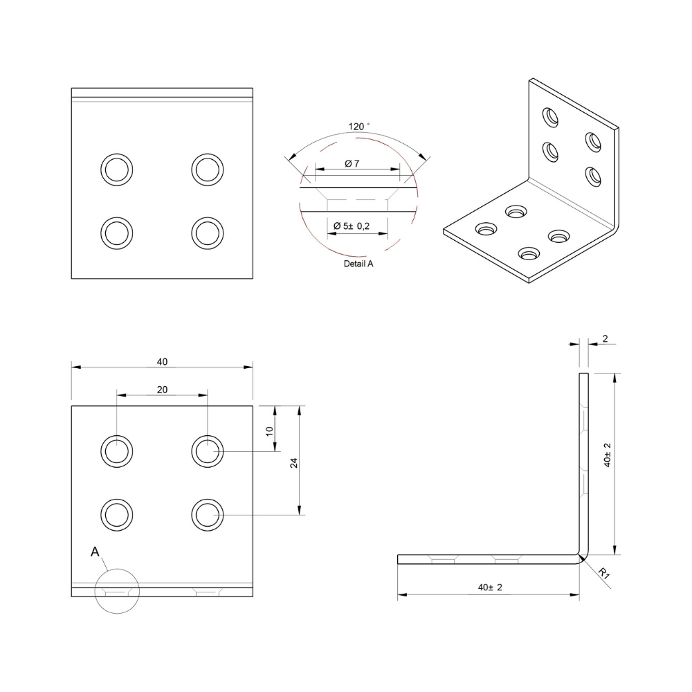 Versterkingshoek 40 x 40 x 40 mm verzinkt | FixMasters Versterkingshoek 40 x 40 x 40 mm verzinkt | FixMasters
