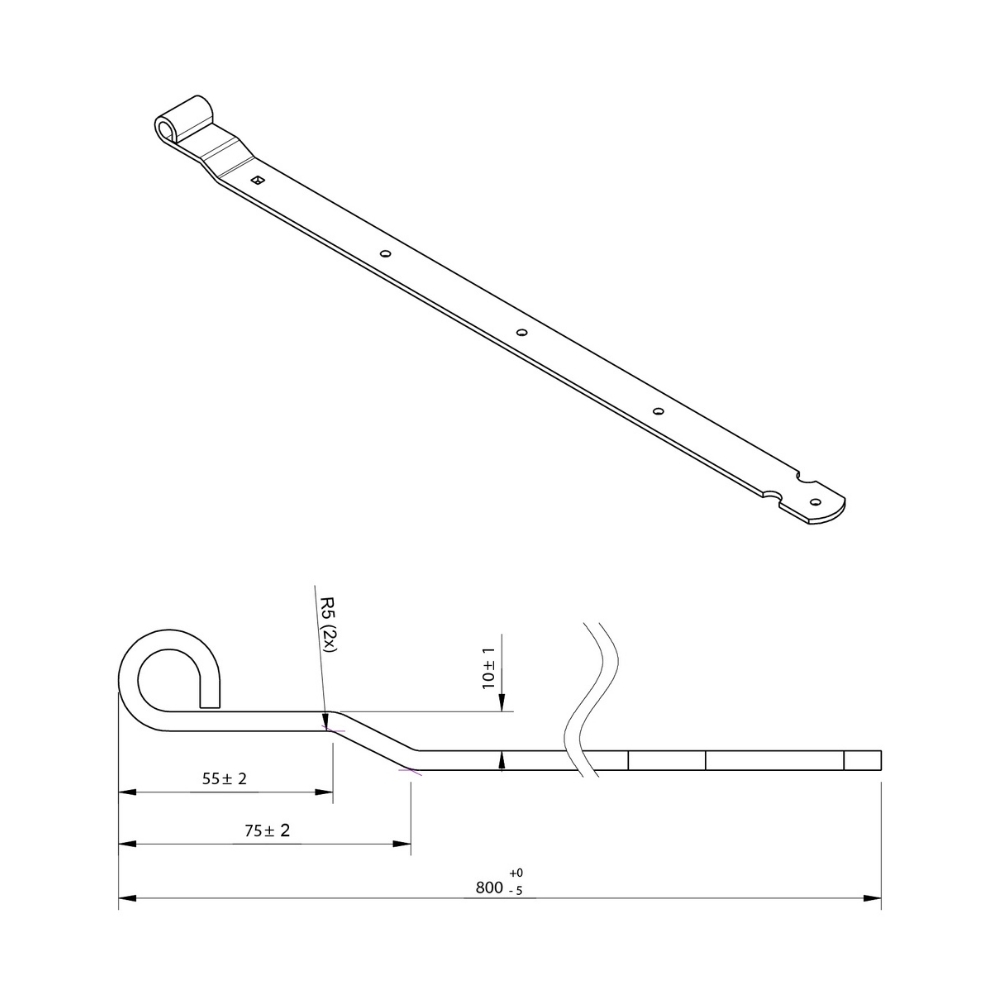 Duimheng tbv 16 mm duim 80 cm met verzet verzinkt | FixMasters