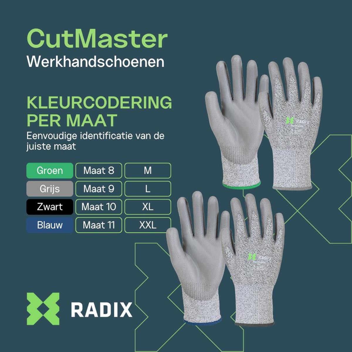 Radix cutmaster snijbestendige werkhandschoenen PU coating | FixMasters Radix cutmaster snijbestendige werkhandschoenen PU coating | FixMasters