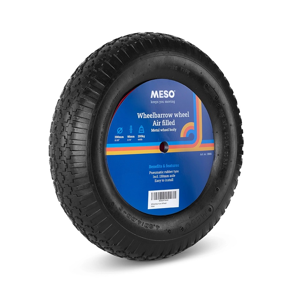 Kruiwagenwiel 400x8 luchtband met kogellager 20mm - 200kg draagkracht inclusief 130mm as Kruiwagenwiel 400x8 luchtband met kogellager 20mm - 200kg draagkracht inclusief 130mm as