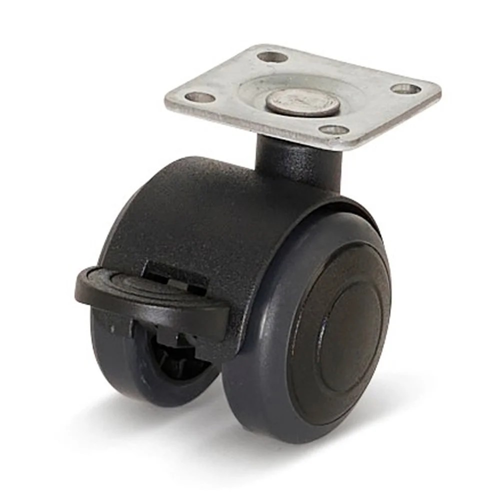 Premium meubelwiel, met kap, 40mm, PU geremd met topplaat 36,5x36,5mm Premium meubelwiel, met kap, 40mm, PU geremd met topplaat 36,5x36,5mm