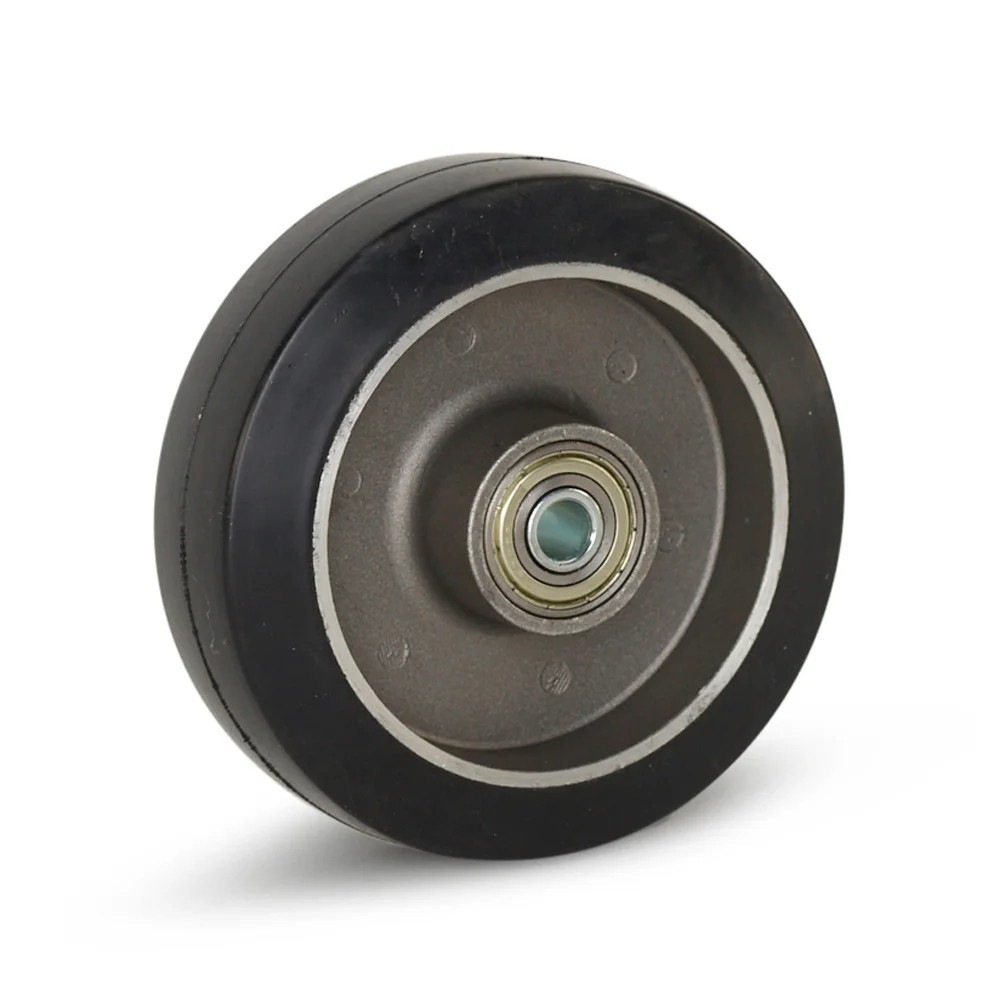 Zwart elastisch rubber wiel - 125mm - 300kg Zwart elastisch rubber wiel - 125mm - 300kg
