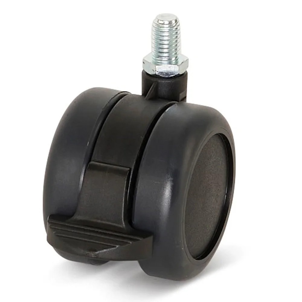 Meubelwiel premium 60mm PU met rem, draadstift 10x15mm