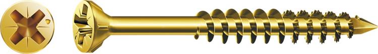 Spax Glaslatschroeven Pozidrive 2 - 3,5 x 40mm - Deeldraad Platverzonken - Geel Verzinkt - 200 stuks