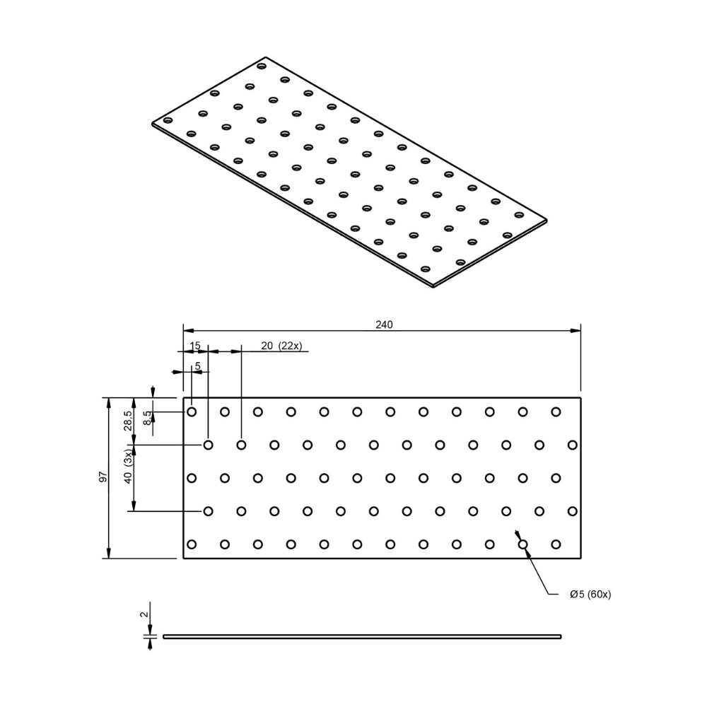 Koppelplaat 100 x 240 x 2 mm verzinkt | FixMasters Koppelplaat 100 x 240 x 2 mm verzinkt | FixMasters