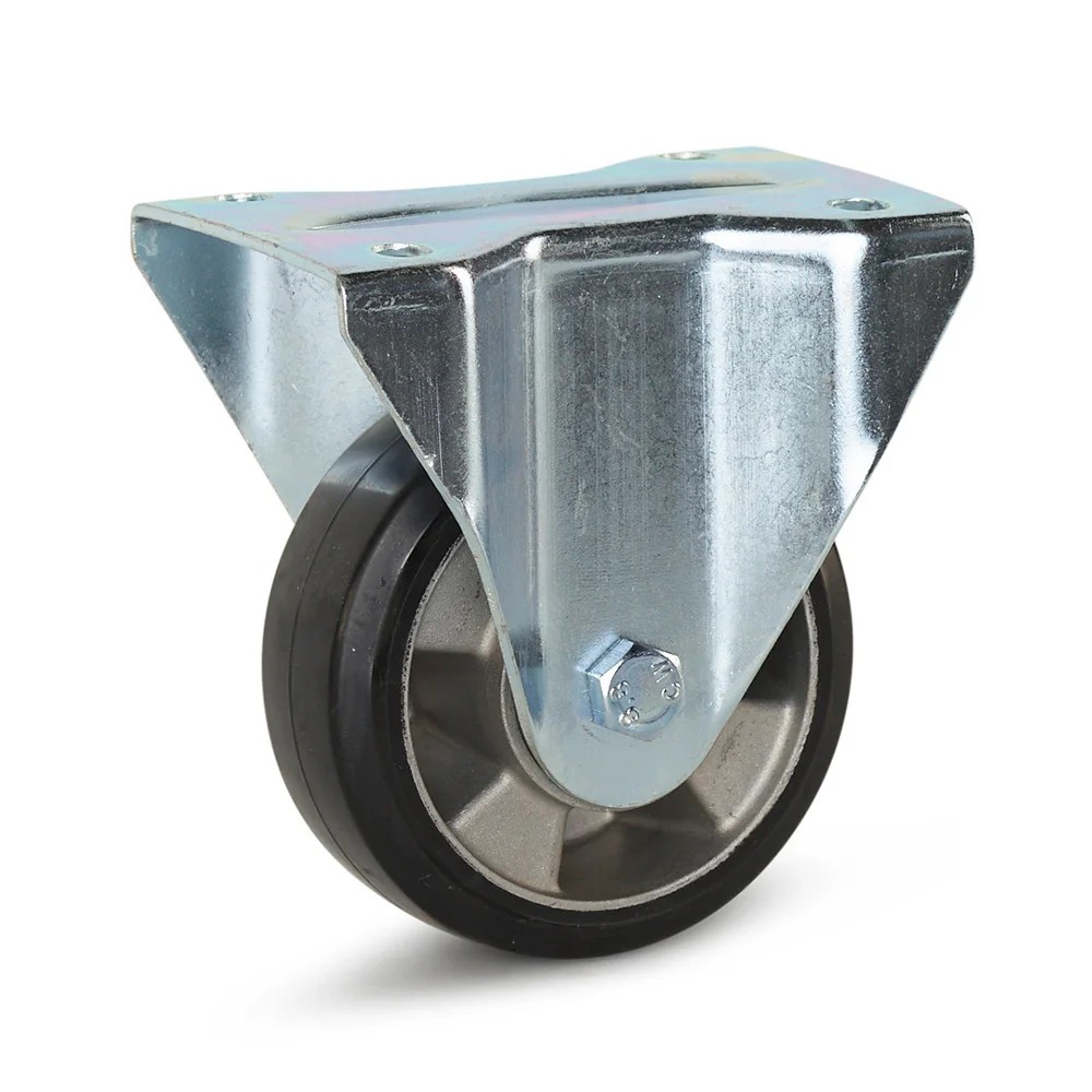 Bokwiel zwart elastisch rubber - 125mm - draagvermogen 300kg Bokwiel zwart elastisch rubber - 125mm - draagvermogen 300kg