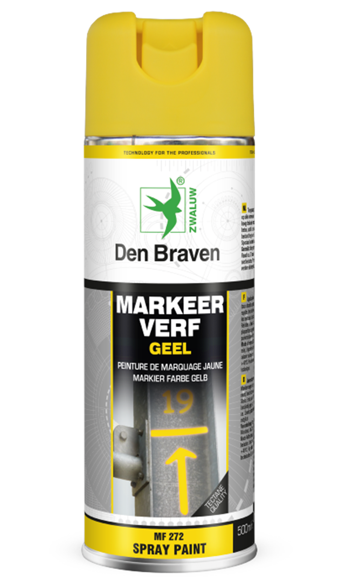 Zwaluw Den Braven Markeerverf Geel 500ml Zwaluw Den Braven Markeerverf Geel 500ml