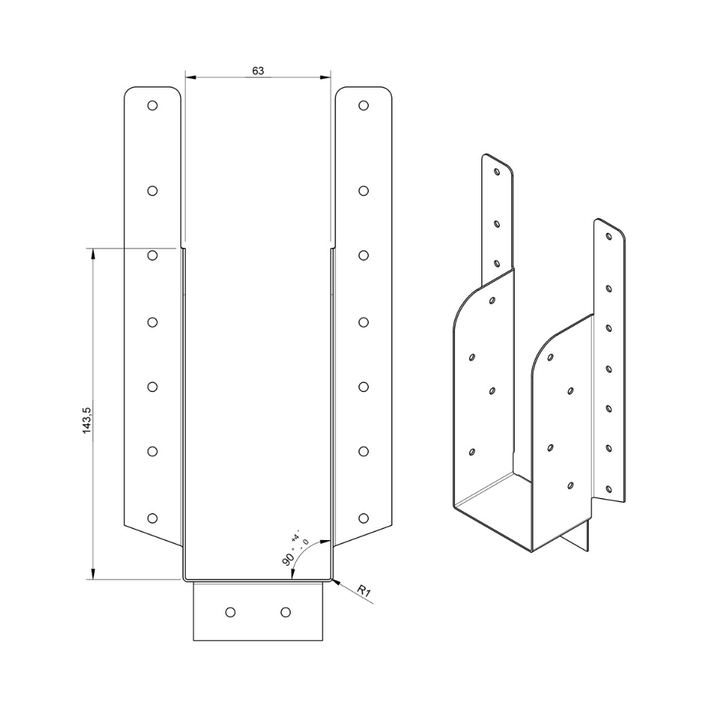 Raveeldrager met strip 225/63 x 143 mm | FixMasters Raveeldrager met strip 225/63 x 143 mm | FixMasters
