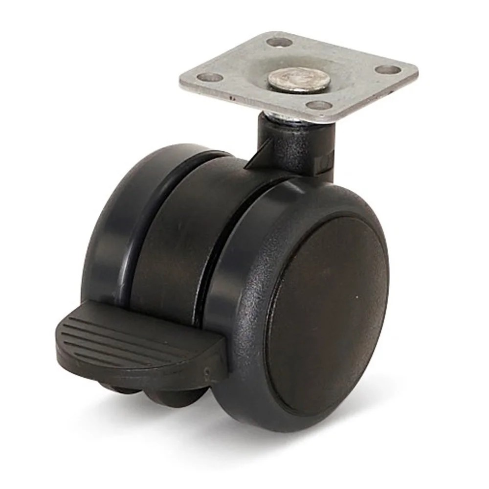 Premium meubelwiel 50mm PU met rem, topplaat 36,5x36,5mm Premium meubelwiel 50mm PU met rem, topplaat 36,5x36,5mm