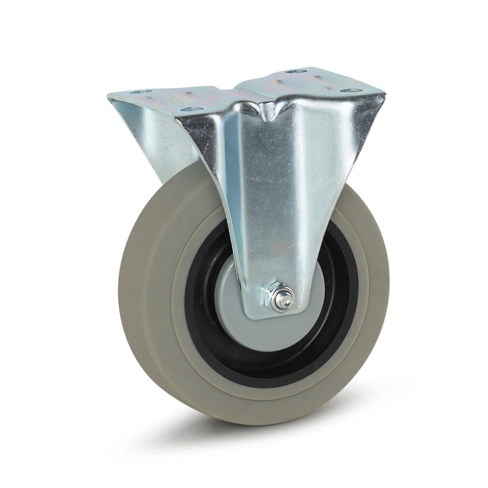 Grijs Rubber bokwiel - 125mm - 180kg Grijs Rubber bokwiel - 125mm - 180kg