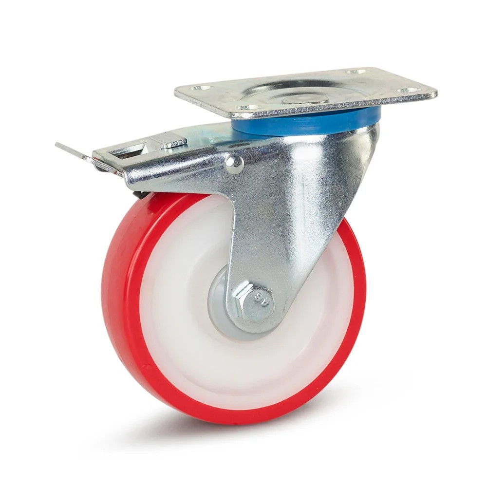 PU zwenkwiel geremd met topplaat - 125mm - 230kg PU zwenkwiel geremd met topplaat - 125mm - 230kg