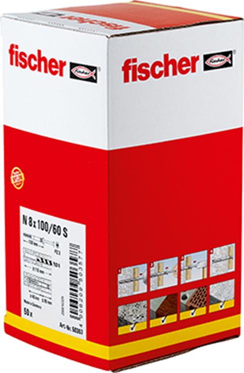 Fischer N-S Slagpluggen 8x100mm - Nagelpluggen (50 stuks) Fischer N-S Slagpluggen 8x100mm - Nagelpluggen (50 stuks)