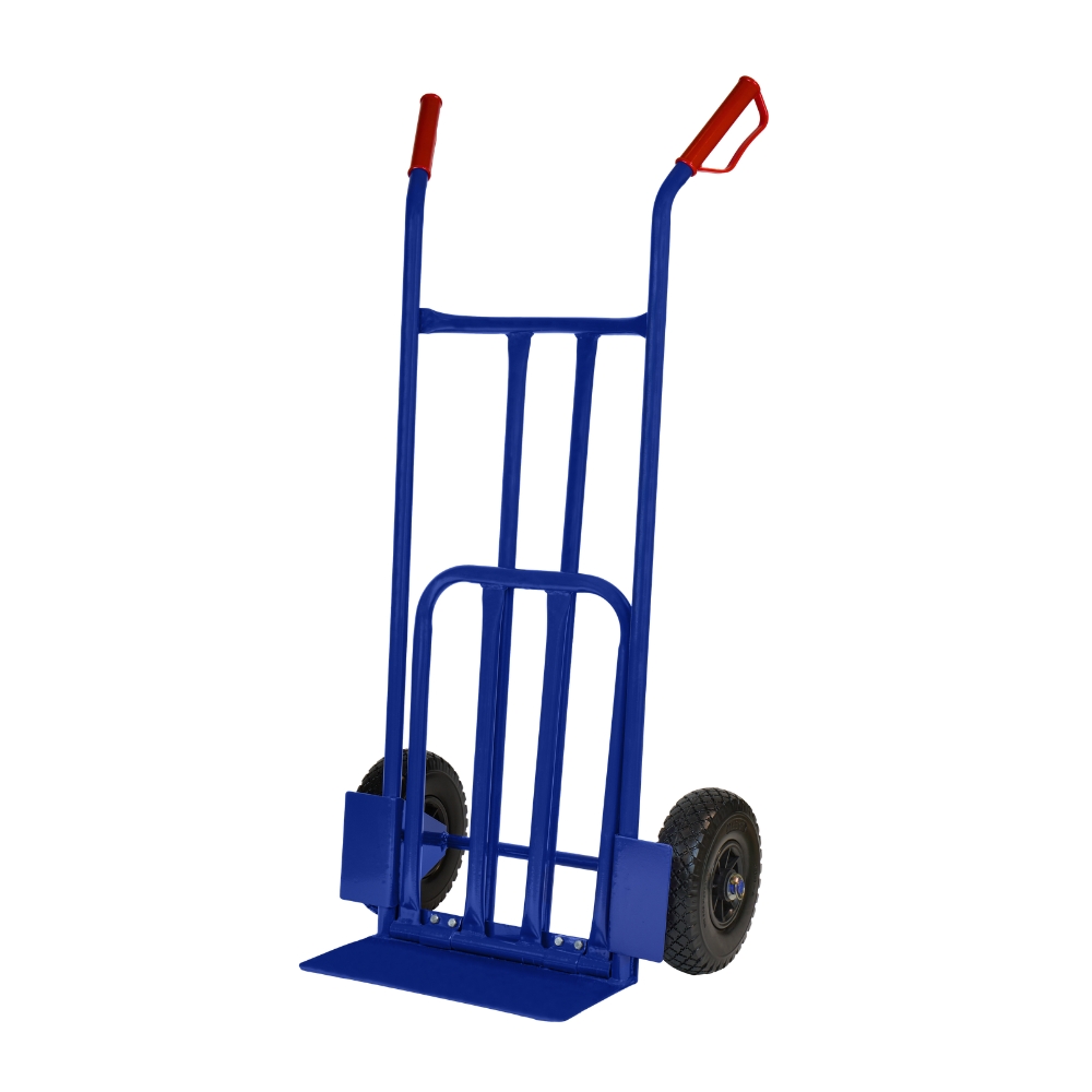Transportwagen blauw met klapklep - Draagvermogen 200 kg - Luchtbanden