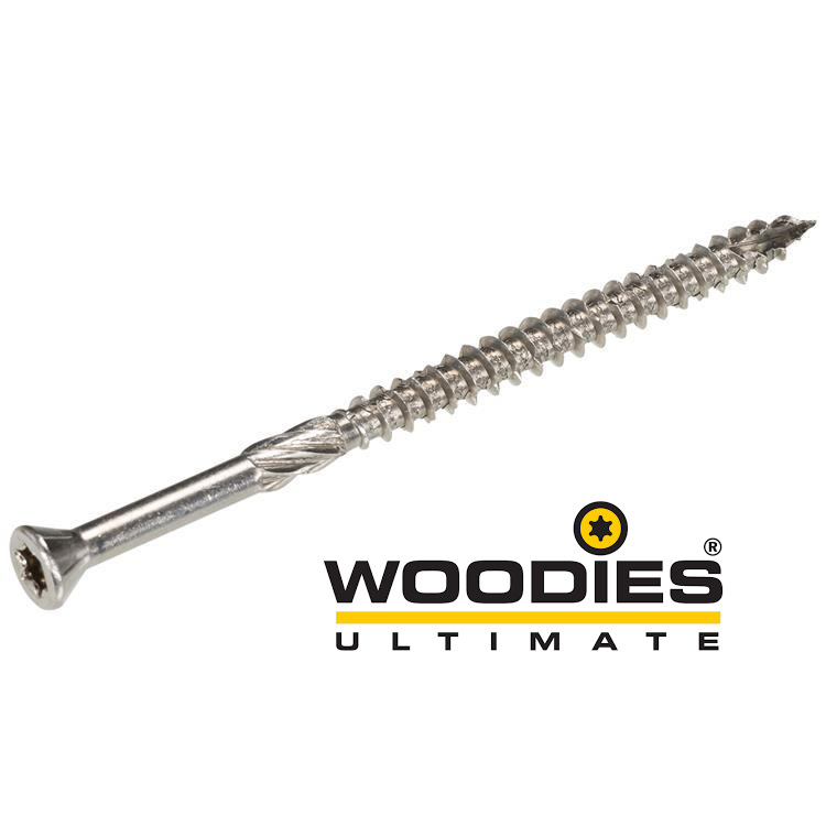Woodies - Vlonderschroeven - Torx 25 Platverzonken kop - 5 x 50mm - Deeldraad - RVS-410 (200 stuks)
