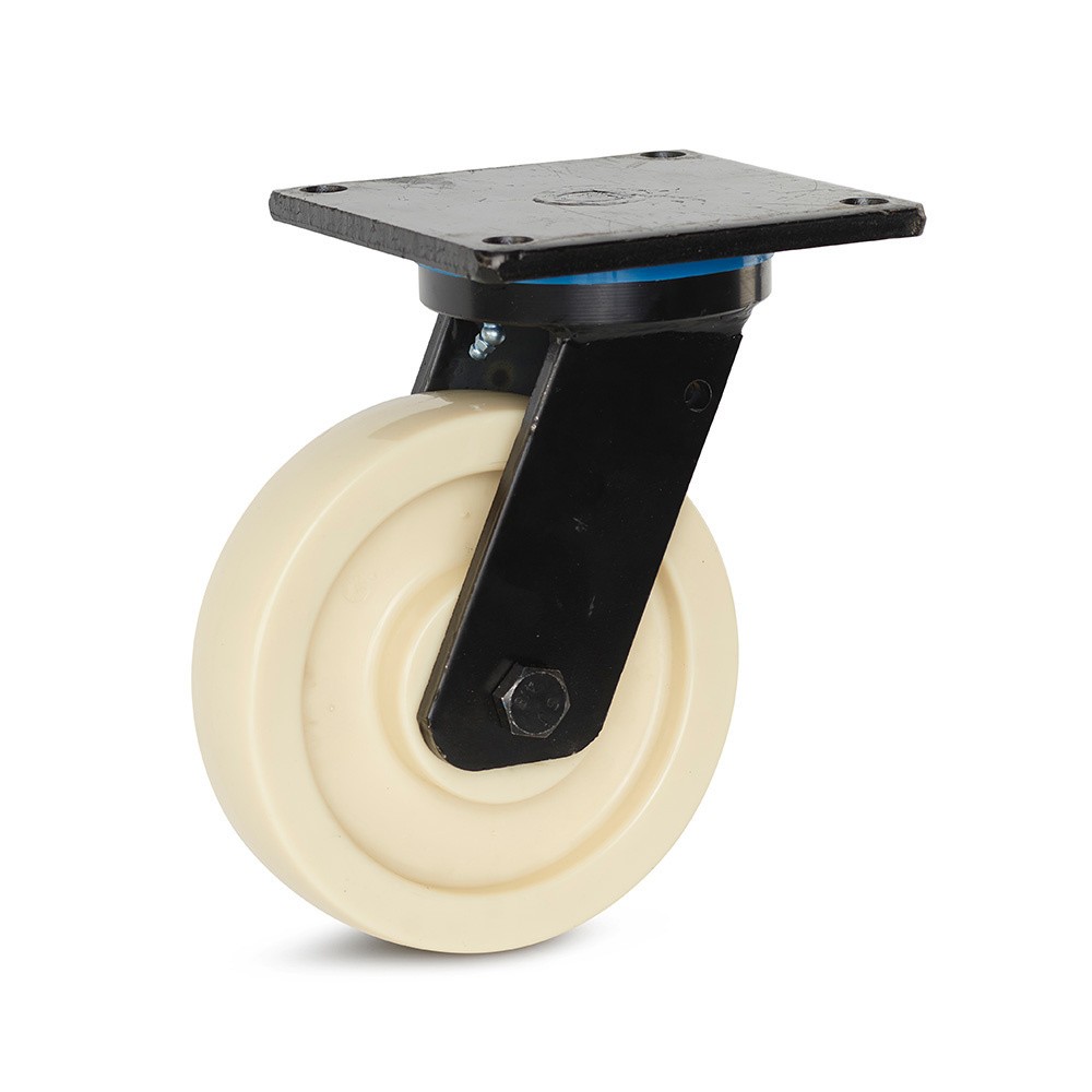 Nylon industrieel zwenkwiel met topplaat - 200mm - 1.300kg