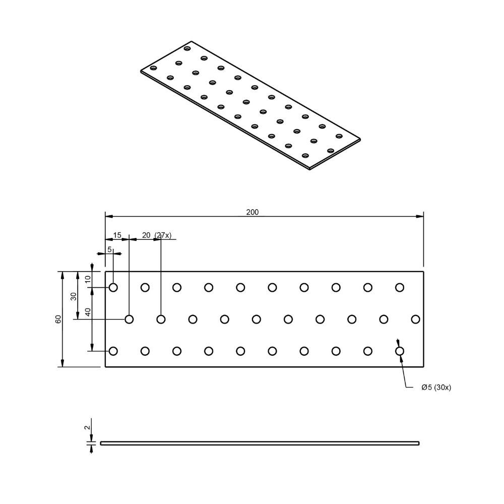 Koppelplaat 60 x 200 x 2 mm verzinkt | FixMasters Koppelplaat 60 x 200 x 2 mm verzinkt | FixMasters