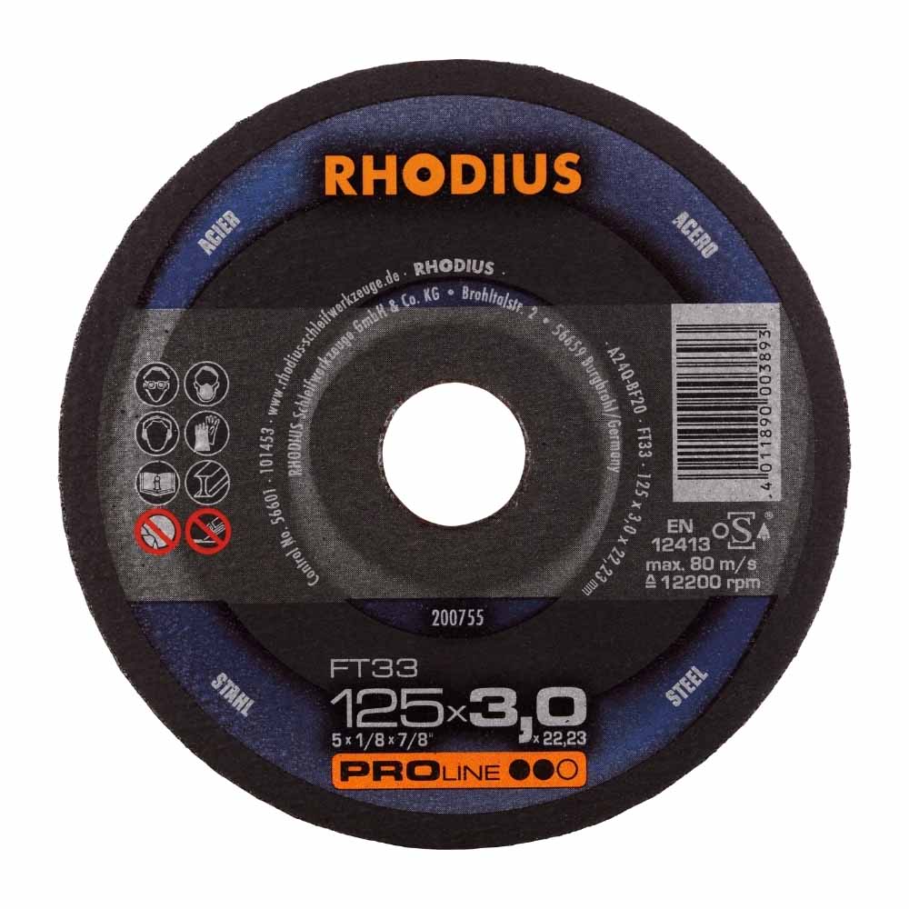 Rhodius Pro doorslijpschijf metaal 125x3,0x22,23mm FT33 Better Rhodius Pro doorslijpschijf metaal 125x3,0x22,23mm FT33 Better