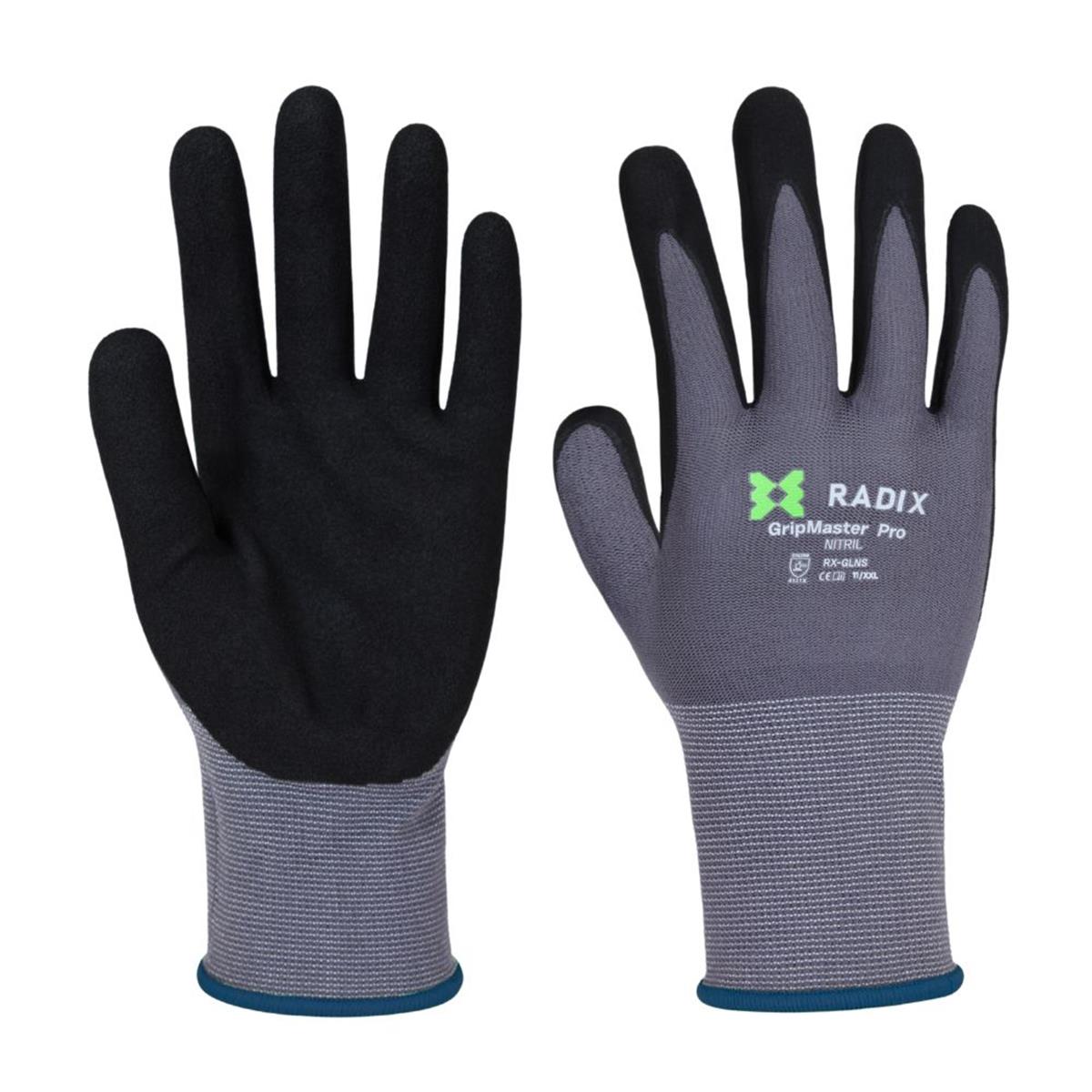 Radix GripMaster Pro Werkhandschoenen Nitril Sandy Coating XXL Black/Grey Radix GripMaster Pro Werkhandschoenen Nitril Sandy Coating XXL Black/Grey