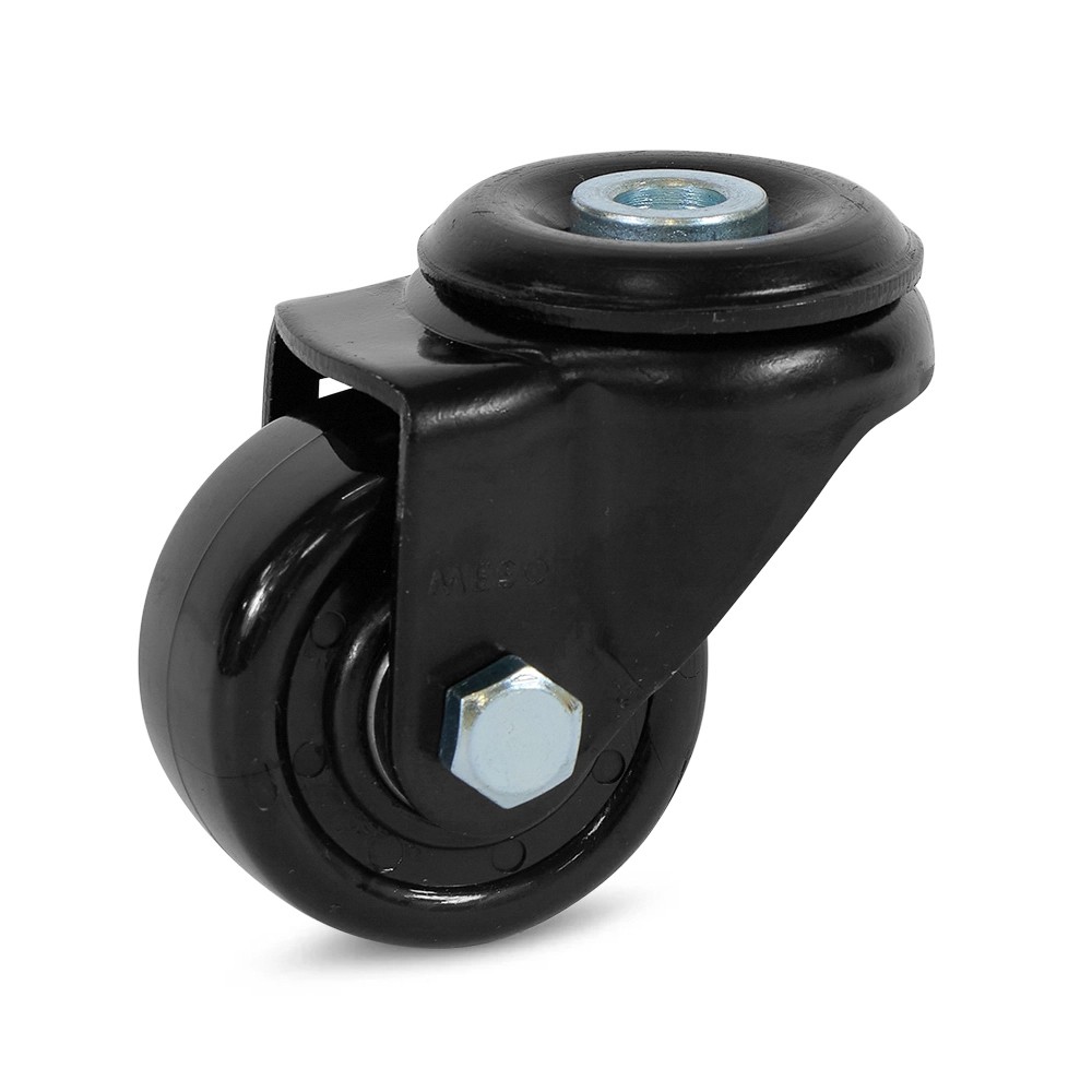 Nylon zwenkwiel zwart met centraal gat - Ø50mm - 150kg Nylon zwenkwiel zwart met centraal gat - Ø50mm - 150kg