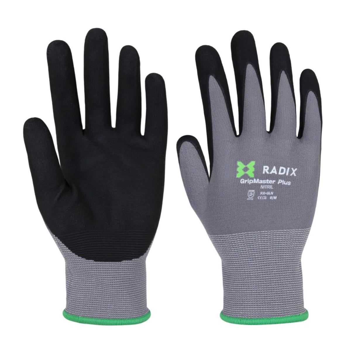 Radix GripMaster Plus - Werkhandschoenen - Nitril Micro Foam - Black/Grey - M8 / M Radix GripMaster Plus - Werkhandschoenen - Nitril Micro Foam - Black/Grey - M8 / M