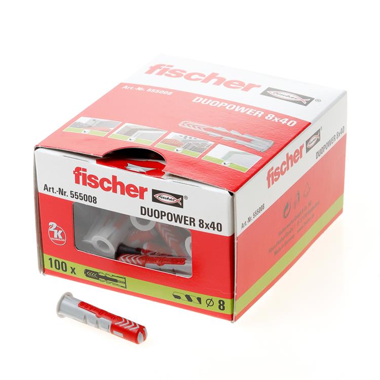Fischer DuoPower Universele Plug 8x40mm - Verpakking 100 stuks