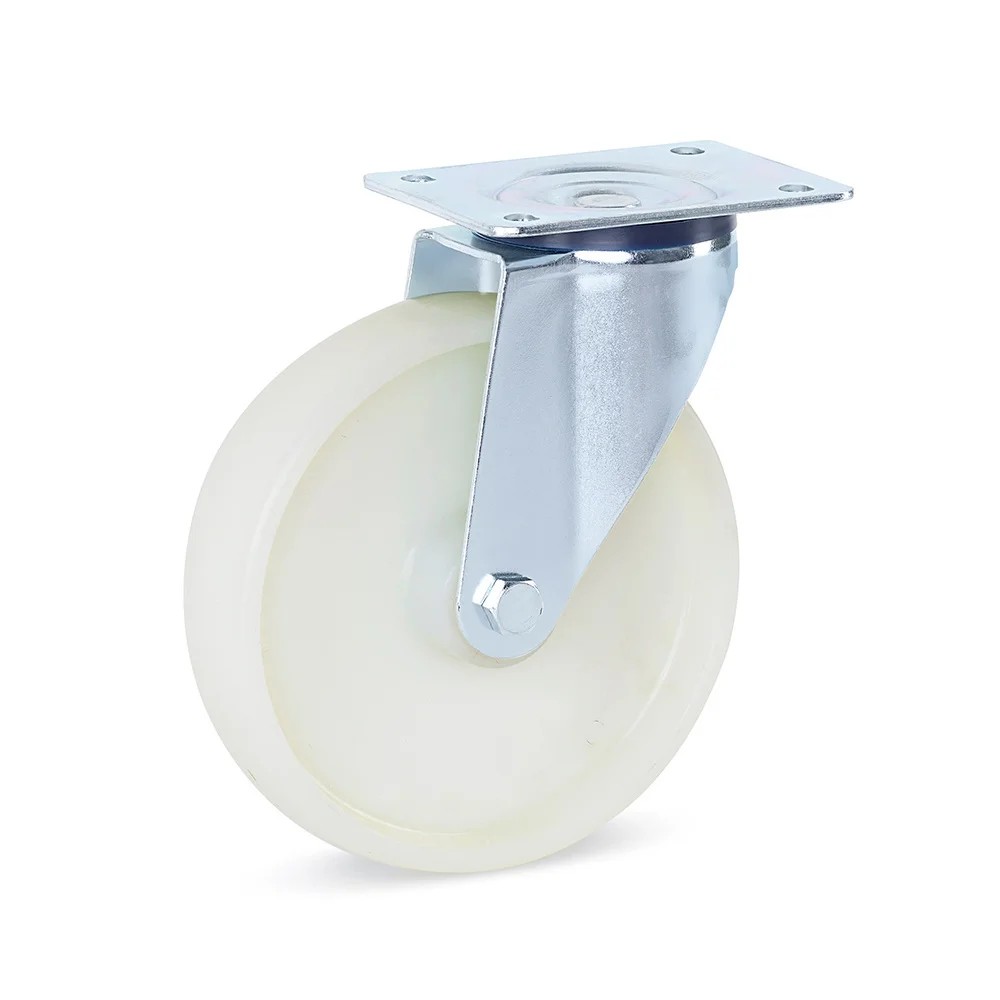 Nylon zwenkwiel met topplaat - 200mm - 400kg