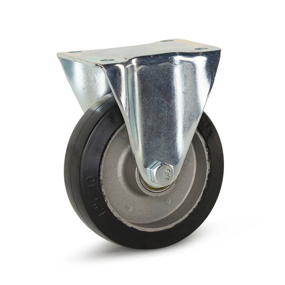 Bokwiel zwart elastisch rubber - Ø125mm - 330kg draagkracht Bokwiel zwart elastisch rubber - Ø125mm - 330kg draagkracht