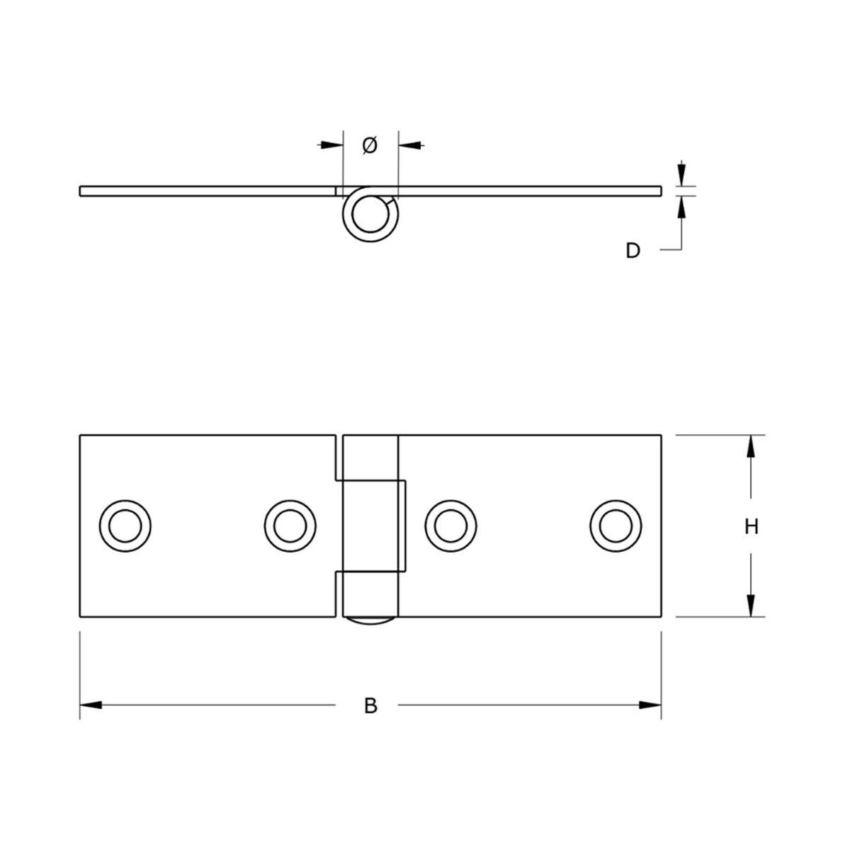 Klepscharnier - 20x100mm - Vaste stalen pen - Staal - Verzinkt Klepscharnier - 20x100mm - Vaste stalen pen - Staal - Verzinkt