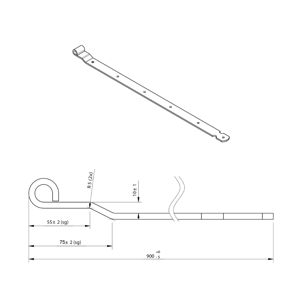 Duimheng tbv 16 mm duim 100 cm met verzet verzinkt | FixMasters