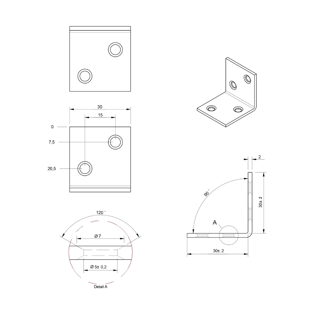 Versterkingshoek 30 x 30 x 30 mm verzinkt | FixMasters Versterkingshoek 30 x 30 x 30 mm verzinkt | FixMasters